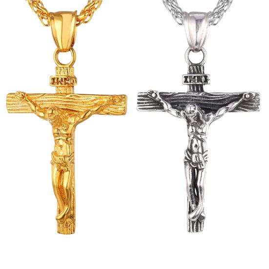 Jesus Pendant Necklace Men Cuban Chain Necklace Retro Religious Jewelry Birthday Gift for Christian Father Husband