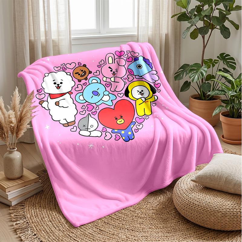Idol BTSPrinted Flannel Blanket Cozy Skin-Friendly Warm Throw for Couch Bed Indoor Daily Use