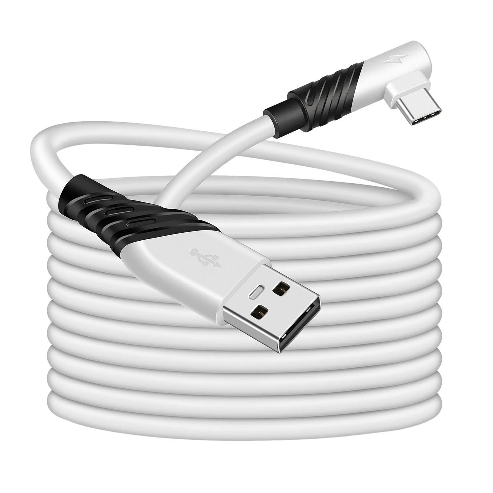 

Link Cable Elbow 90 Degrees 5 Meters Usb3.0 Computer Connection Data Cable Compatible For Oculus Quest2 Vr Helmet [white and black] A-C 5M #1