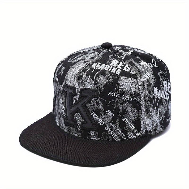 Embroidered Letter Printed Snapback Cap Flat brim Adjustable Sun Protection Baseball Cap For Ladies Men Sport Hiking Hip-Hop Practical Use