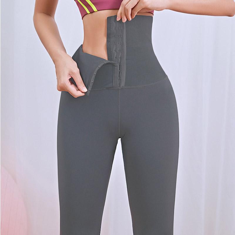 Pantaloni elasticizzati a vita alta corsetto body shaper vita pantaloni skinny push up leggings fitness da palestra per donna