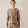 Women's Heavy Knit Cashmere Aran Sweater: Saddle Shoulder, Round Neck, Long Sleeve Pullover for Autumn/Winter, Solid Color, Casual & Versatile.