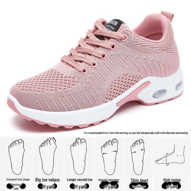 Women's 2025 Lightweight Air Cushion Plus Size Running Shoes - Solid Color, Versatile Lace-up Casual Sneakers