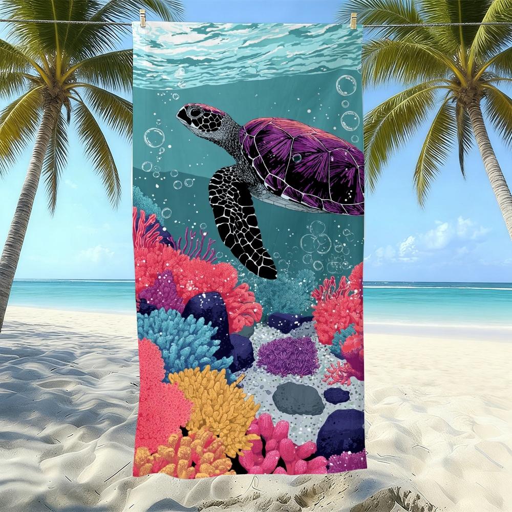 1pc Summer Vibes Beach Towel Bundle: Cute Capybara, Coastal Scenes, Retro & Fresh Print Beach Towels