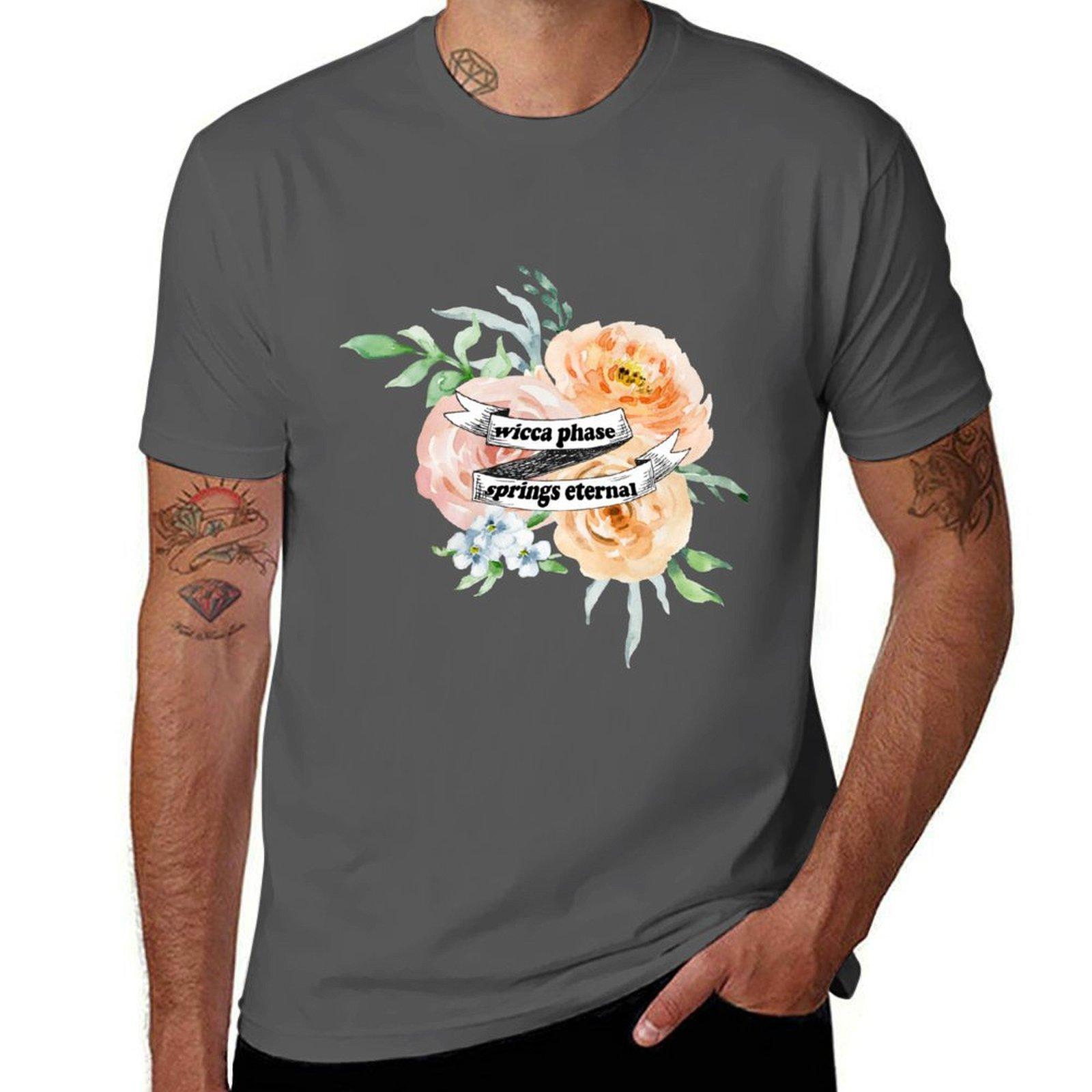 

Wicca Phase Весна вечна Цветочная футболка хлопковые футболки мужские 100% футболка мужская дизайнерская футболка 4XL