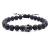 Frosted Black Agate Crown Bracelet with Micro-inlaid Zirconia