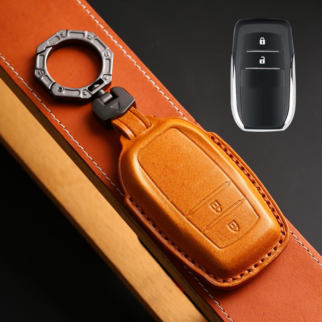 Leather Car Key Fob Case Cover Accessories For Toyota Sienna Rav4 Venza Mirai Hybrid Vehicles Alphard Previa Voxy