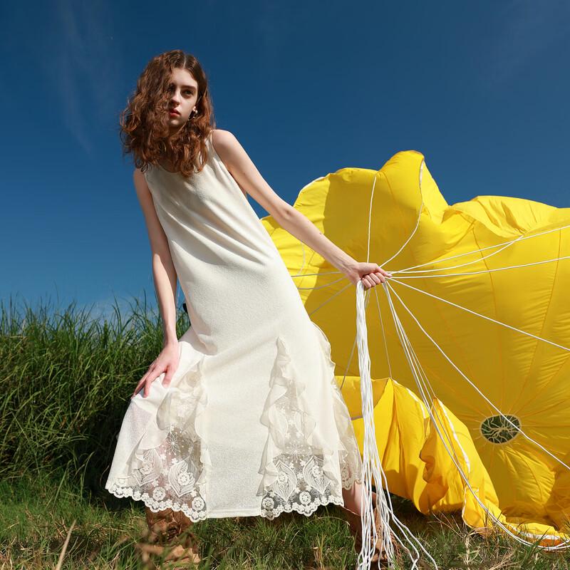 Textured Ruffle Sleeveless Embroidered Maxi Dress