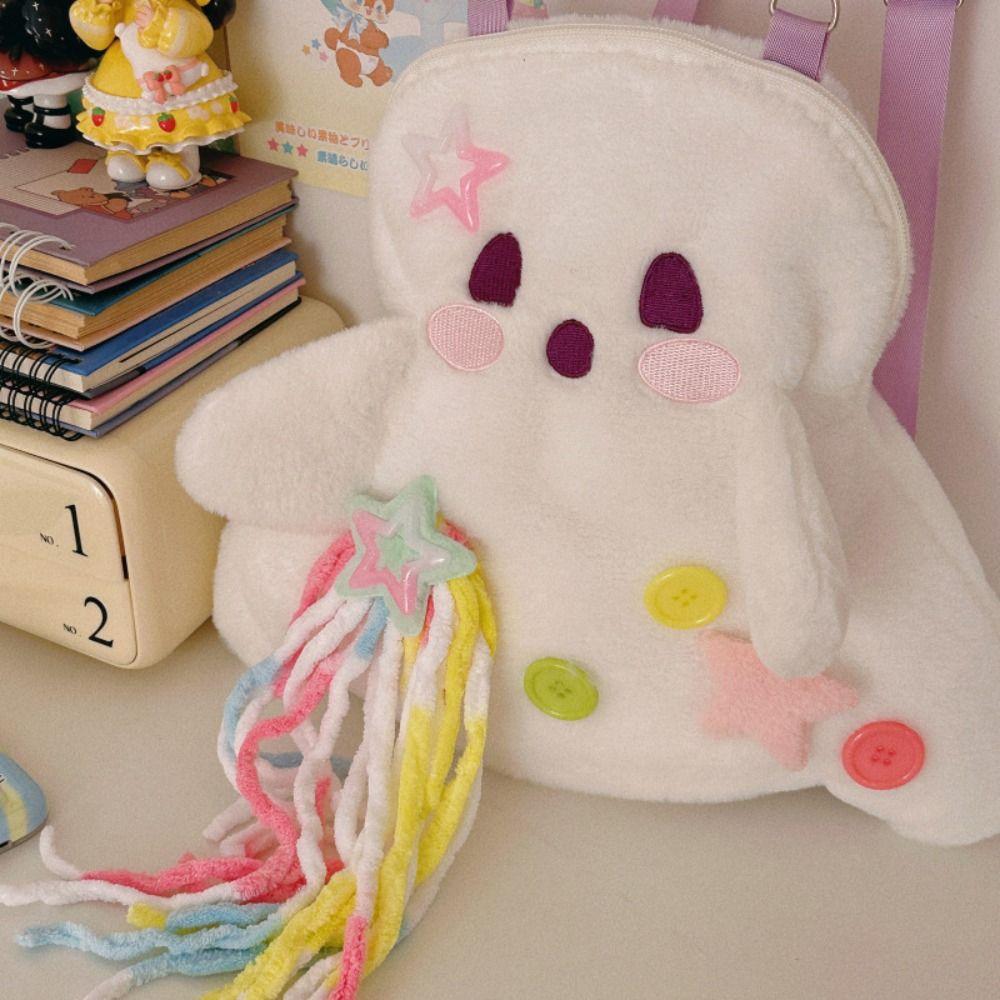 Large Capacity Plush Ghost Backpack Korean Style School Bag Sweet Doll Stuffed Plush Bag  Travel