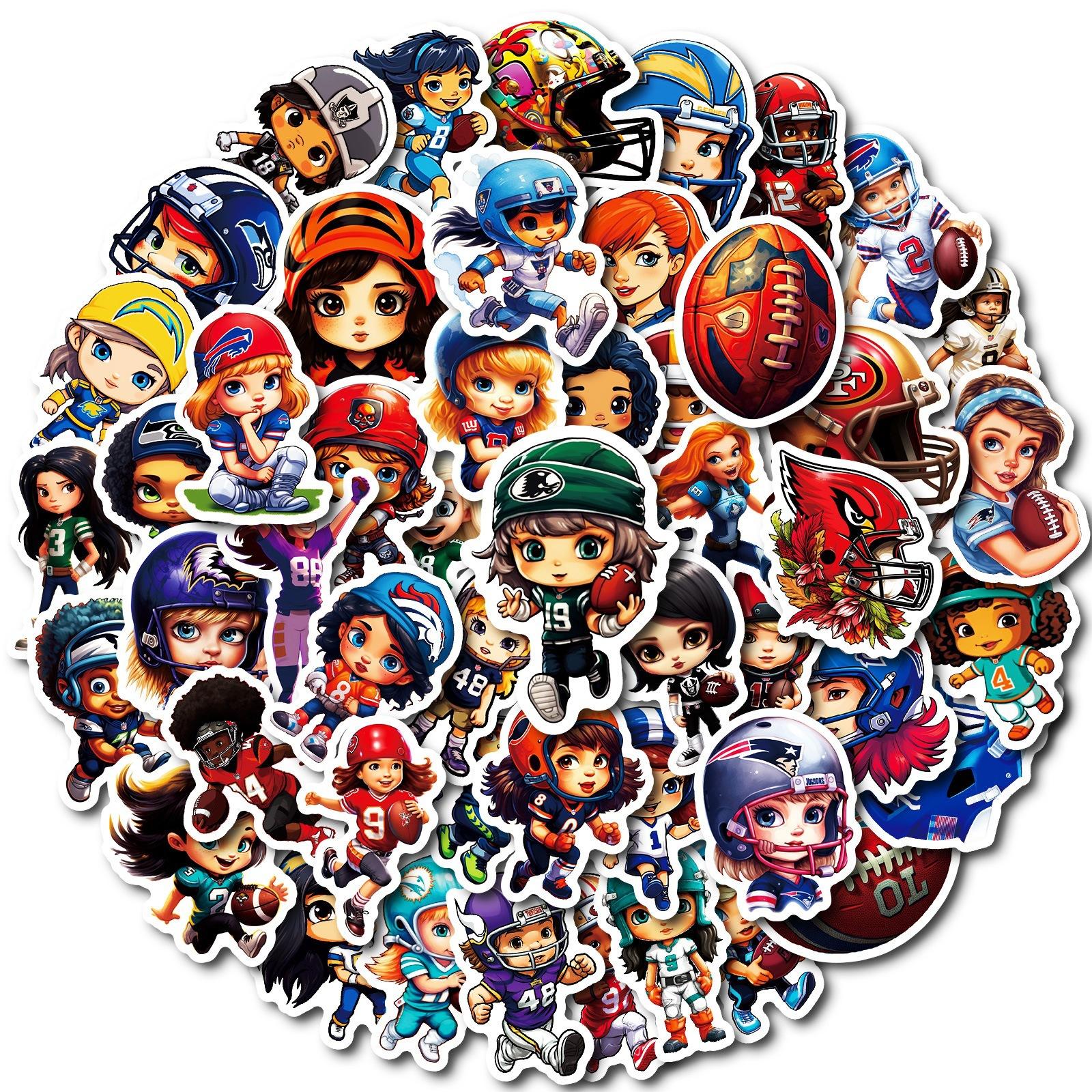 

50 Новых Милых Граффити Наклеек Игрока в Регби, Наклейки Sunny Girl