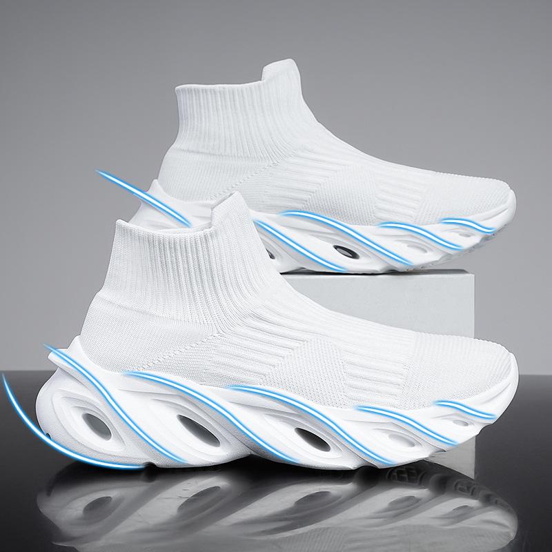 Men's Autumn Lightweight Knit Sneakers - Breathable, Sock-Style, Blade Design for Running and Casual Wear