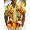 Hawajska Koszula Męska Abstrakcyjna Banan Ananas T-shirt Zabawne Owoce Letnia Bluzka Kołnierzyk Krótki Rękaw Koszule Top