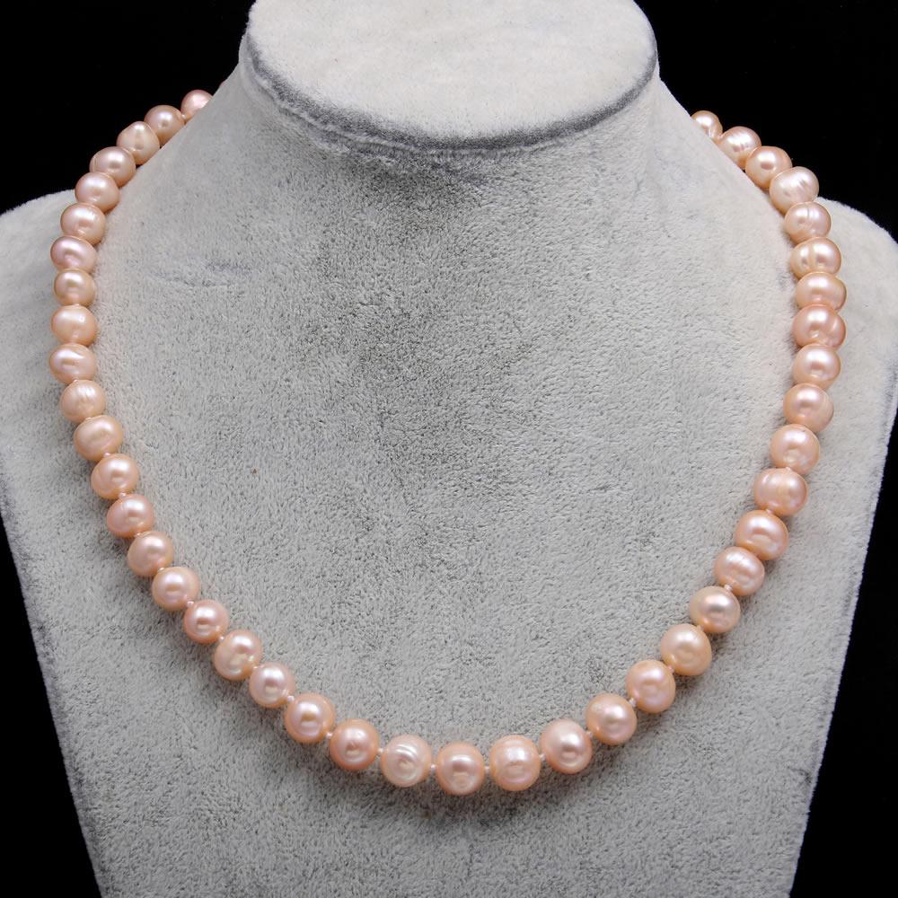 

Женское жемчужное ожерелье, ювелирные изделия из искусственного жемчуга для элегантных женщин, романтический подарок на день рождения 45 см 7-8mm розовый