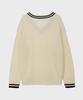 BASIC HOUSE Uni V-Neck Contrast Knit Ivory Lxkt2102