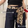 Women's Retro Leopard Print Thin Silk Scarf Hair Tie Headband Accessory