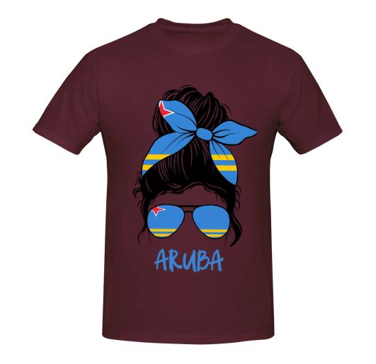 Aruba Flag Girl T-Shirt White Short Sleeve for Women Holiday National Day Clothing Streetwear