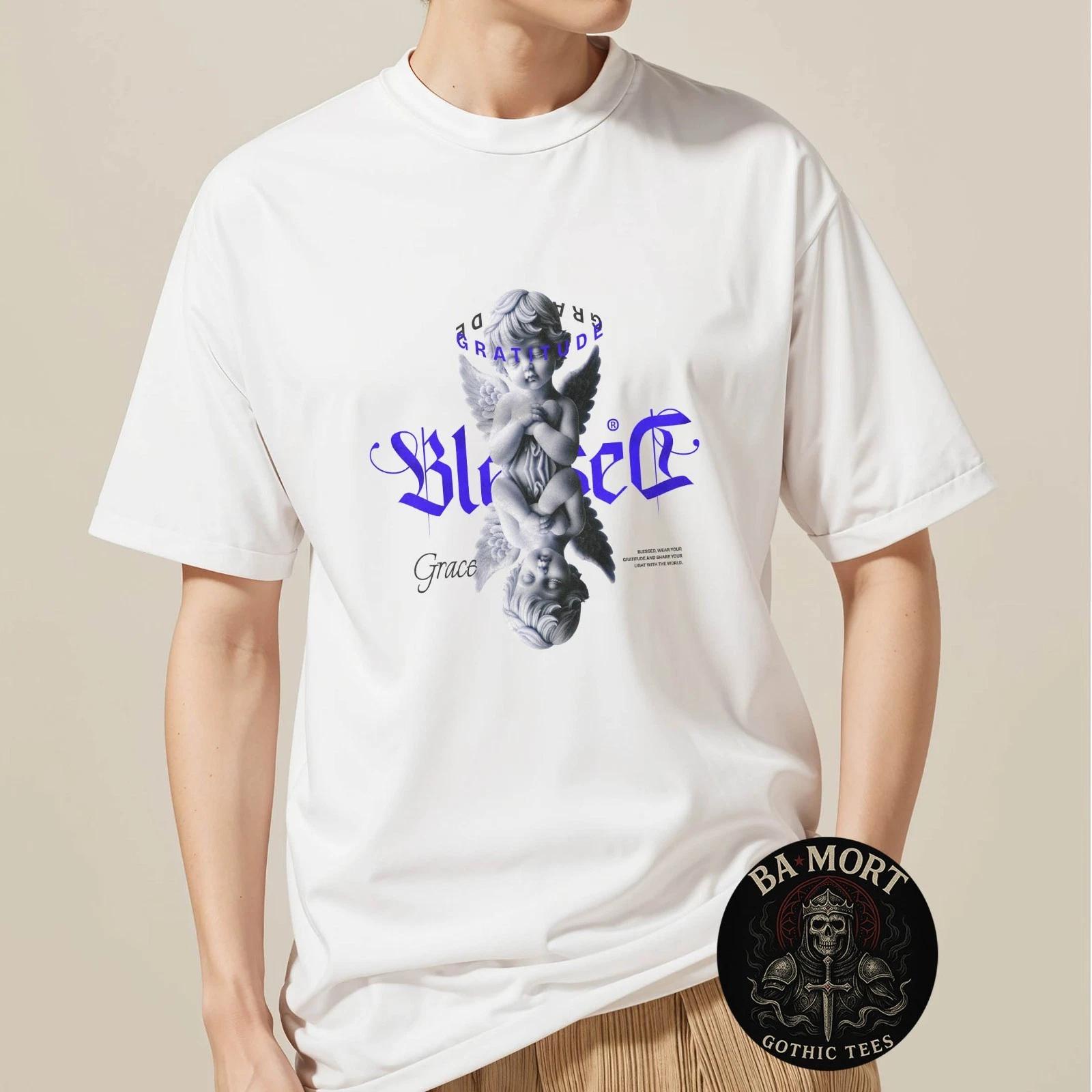 Blessed Angel Mirrored Cherub Streetwear T-Shirt XL