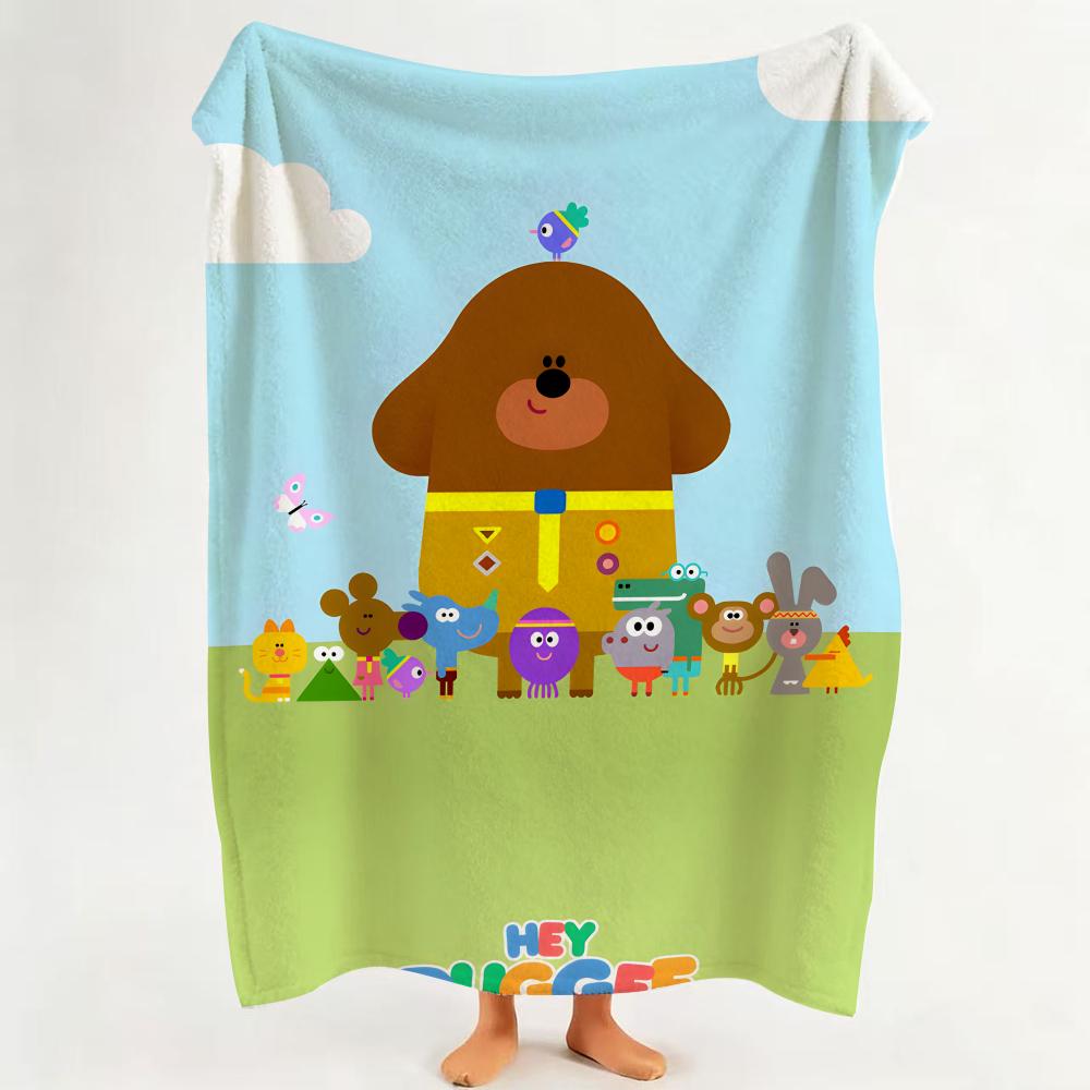 Cartoon Hey D-Duggee Throw Flannel Throw Blanket Suitable for Sofa Living Room Bedroom