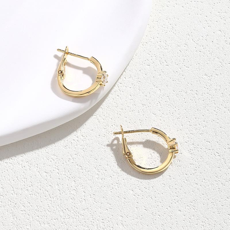 925 Sterling Silver Moissanite U-Shaped Korean Earrings for Women - High-End Geometric Light Luxury