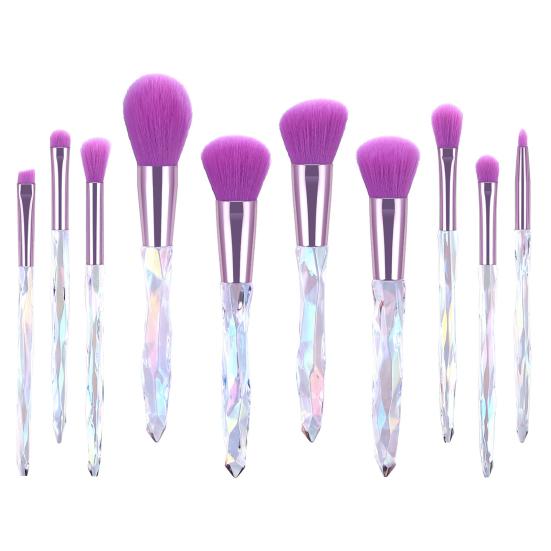 10 Stück Faux Kristall Transparent Diamant Fächerförmige Pinsel Damen Make-up Werkzeugset