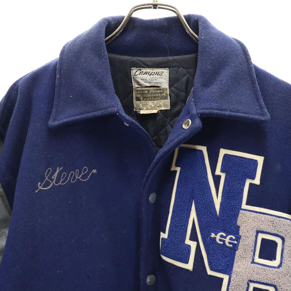 CAMPUS 70s vintage Stajan Navy system Leather sleeve blouson Men's Used