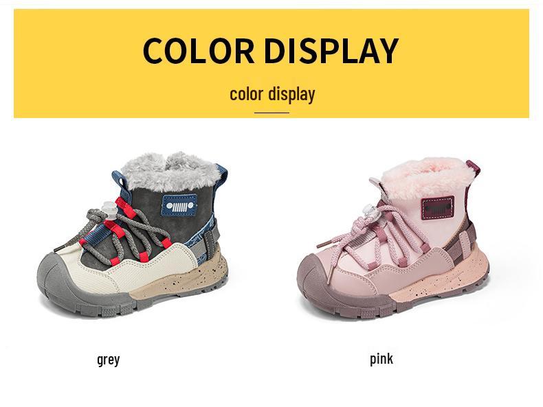 Winter New Children's Cotton Sports Shoes, Soft Sole Snow Boots with Fleece for Boys and Girls