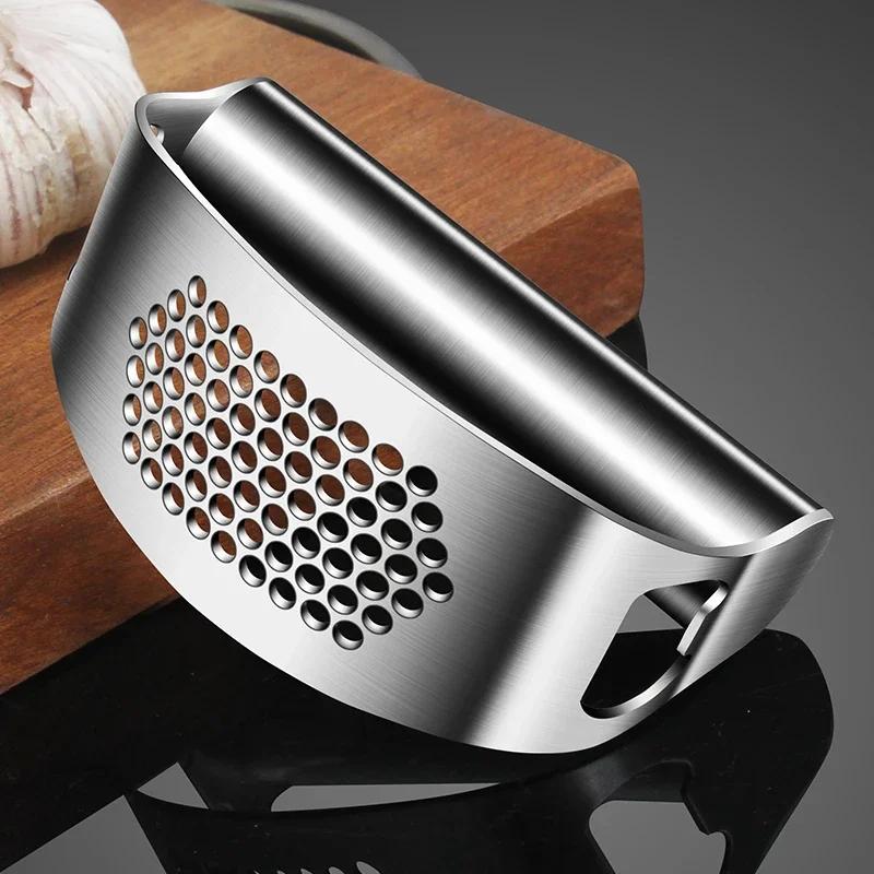 Upgraded Stainless Steel Garlic Press Squeezer Manual Garlic Ginger Rocker Crusher Garlic Cutting Mince Tools Kitchen Gadgets