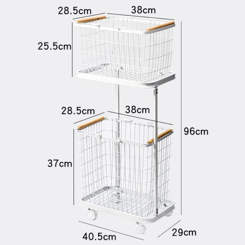 Removable Dirty Laundry Basket Metal Laundry Basket with Wheels Double Layer Large Capacity Storage Baskets Bathroom Accessories белый
