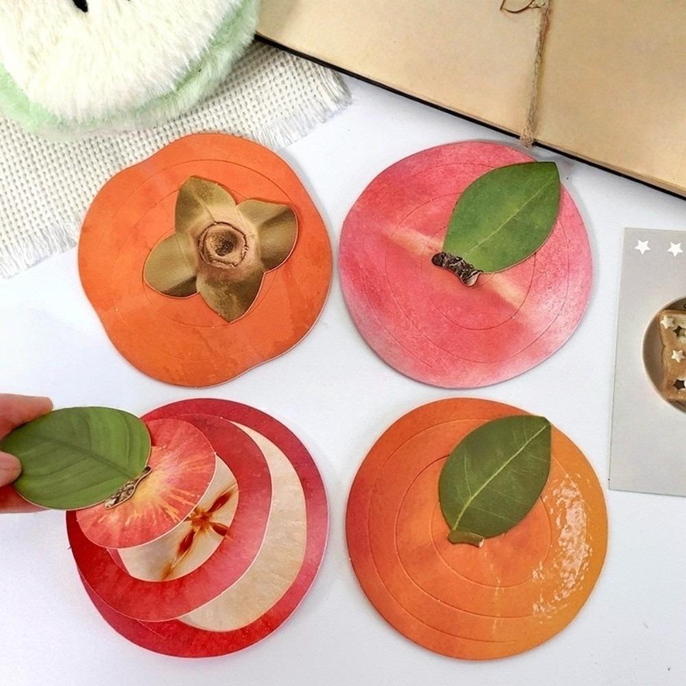 6pcs Orange Simulated Fruit Greeting Cards Peach Paper Peel Fruit Cards Best Wish Persimmon Holiday Blessings Cards