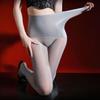 Plus Size Double Layer Waist Shaping Pantyhose 5D Oil Shiny Reflective Anti-Hook Stockings Women Sexy Open Crotch Tights