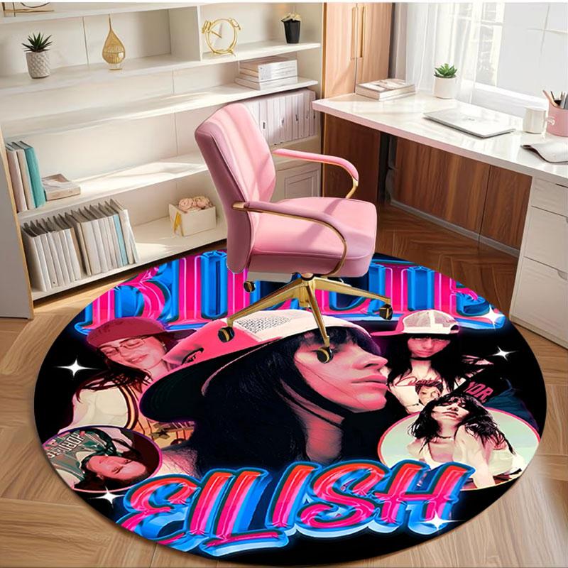 Billie Eilish Print Round Rug, Washable Floor Carpet, For Entryway Dorm Laundry Room Office Study, Home Decor Birthday Christmas Gift