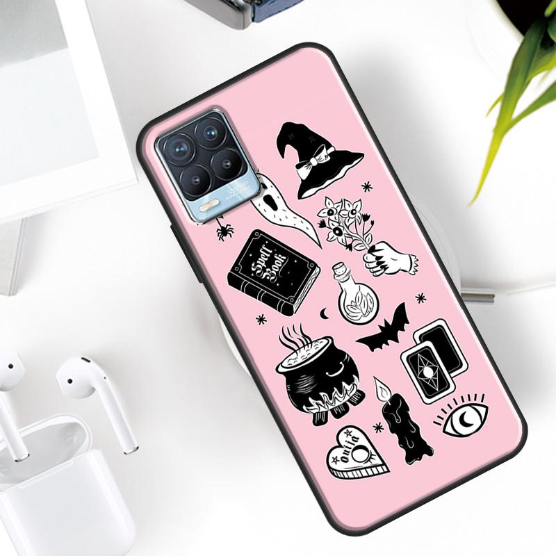 Pink Cat Skull Sorceress Witch Case For Realme 15 11 Pro Plus 12 13 14  C71 C75 C55 C51 C53 C25 C63 C61 C65 C67 GT6 GT7 Pro