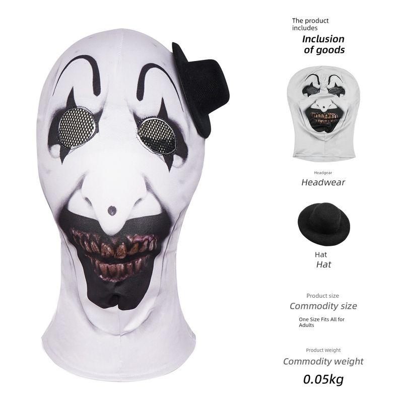 

Horror Clown Cosplay Costume Halloween Scary Character Clown Cosplay Outfit Clown Bloodless Hood One Size Fits All for Adults