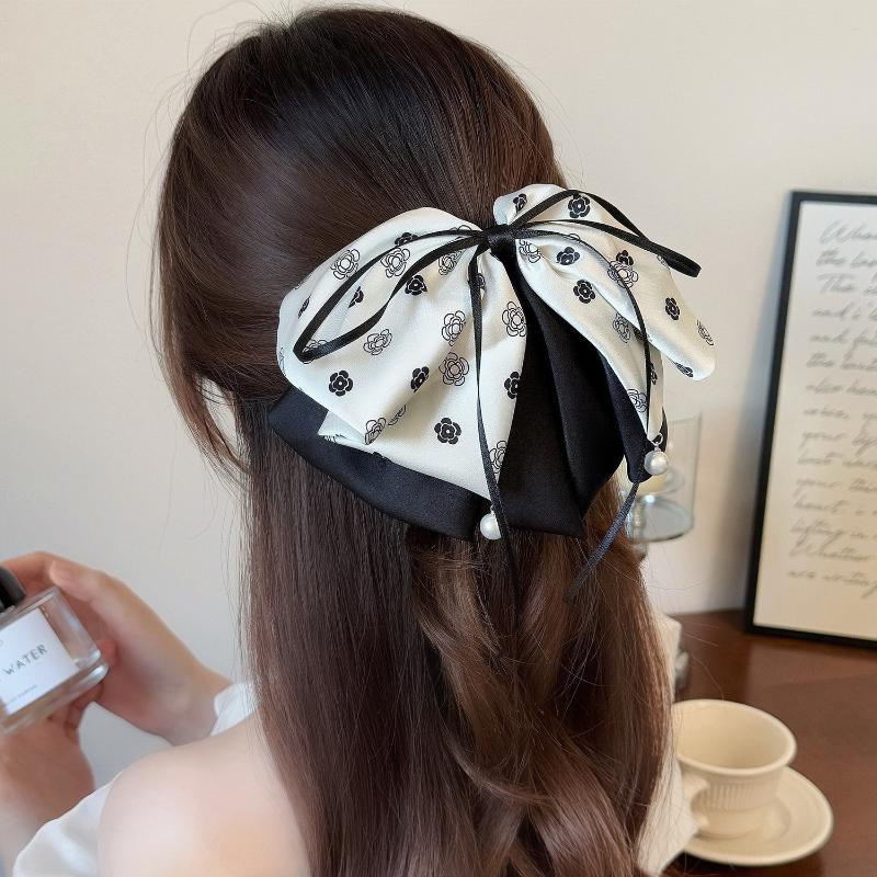 Vintage Plaid Butterfly Knot Hair Clip Women's Back Of Head Bun Shark Hair Clip Hair Accessories
