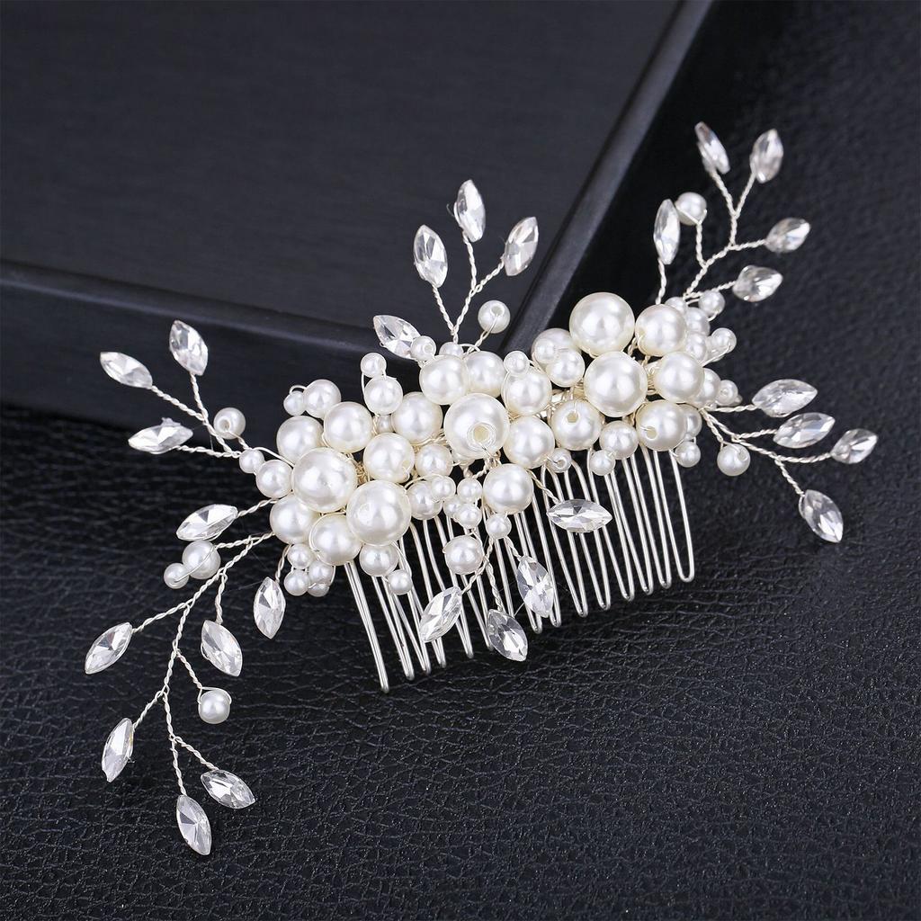 Elegant Women's Hairpin Gold Silver Leaf Pearl Hair Comb Korean Style Jewelry Wedding Hair Accessories For Girls New Year Gifts