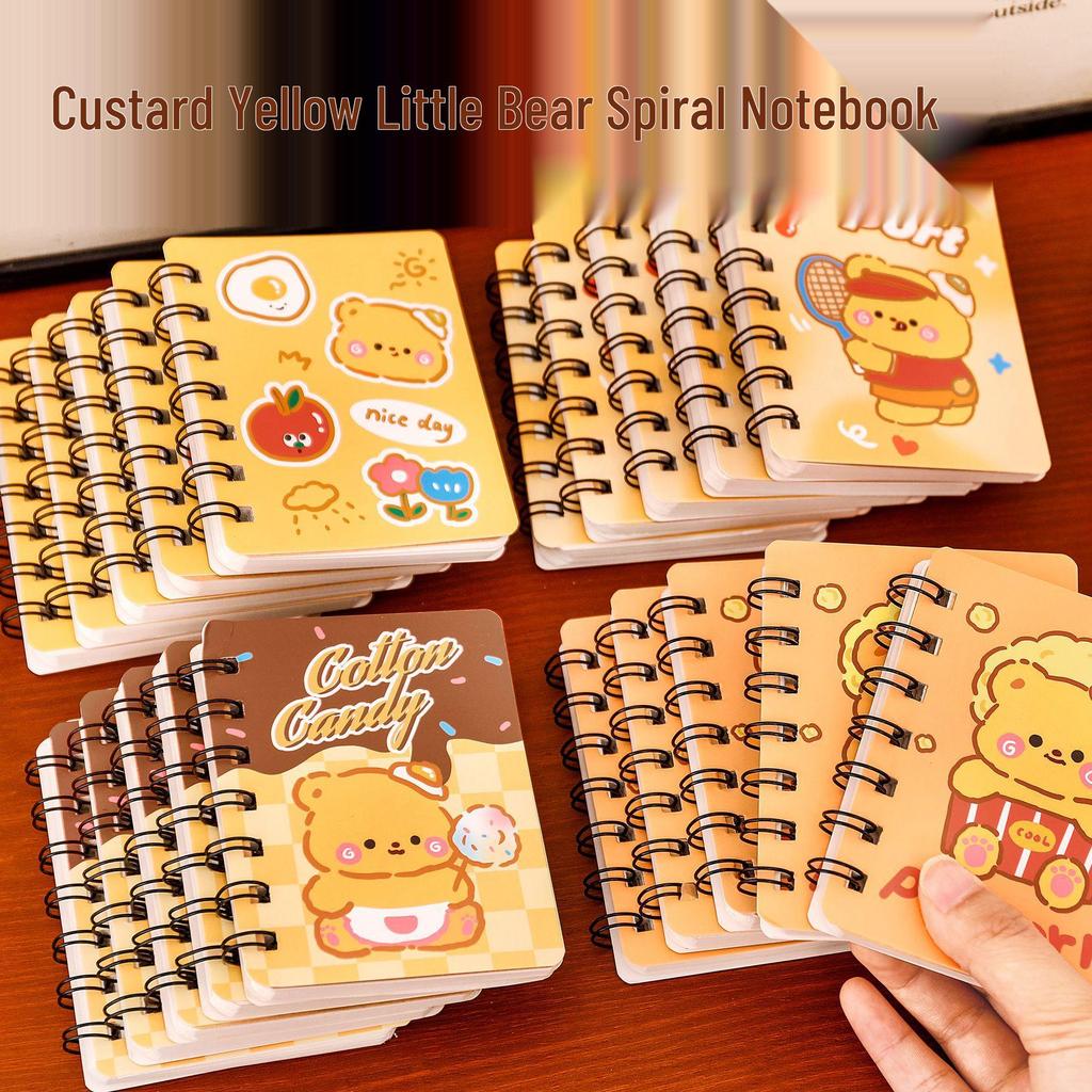 Cartoon Yellow Little Bear Spiral Pocket Notebook - Cute A7 Mini Side-Flip Student Notepad