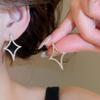 Light Luxury Zircon Star Earrings for Women Girls Fashion Crystal Four Pointed Star Earrings Party Wedding Jewelry Accessories