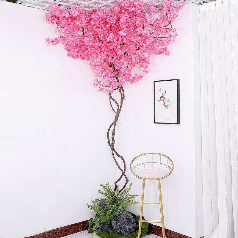 Artificial Cherry Blossom Branch Wedding Decoration - Silk Peach Blossom Vine for Indoor Living Room