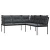 VidaXL Garden Sofa with Cushions L-shaped Black Steel Textilene, Outdoor Sofa, Garden Seat, Sunbed of 4008110