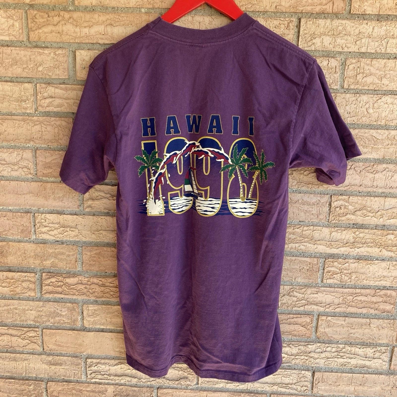 

1998 Hawaii back sailboat beach graphic purple single stitch unisex Medium 90s M