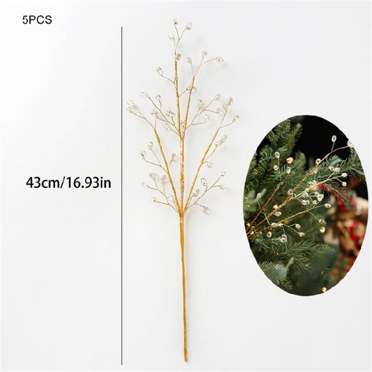 Set Of 5 Artificial Plant Branches for Christmas Tree Embellishment Holiday Vase Fillers Wedding Branch Decorations