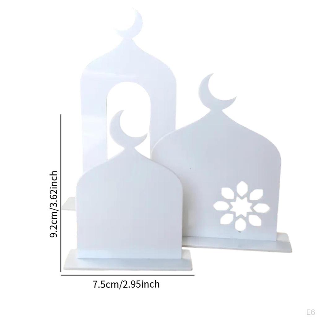 3 Acrylic Ramadan Decorations Flat Ornament for Table Eid Mubarak Display