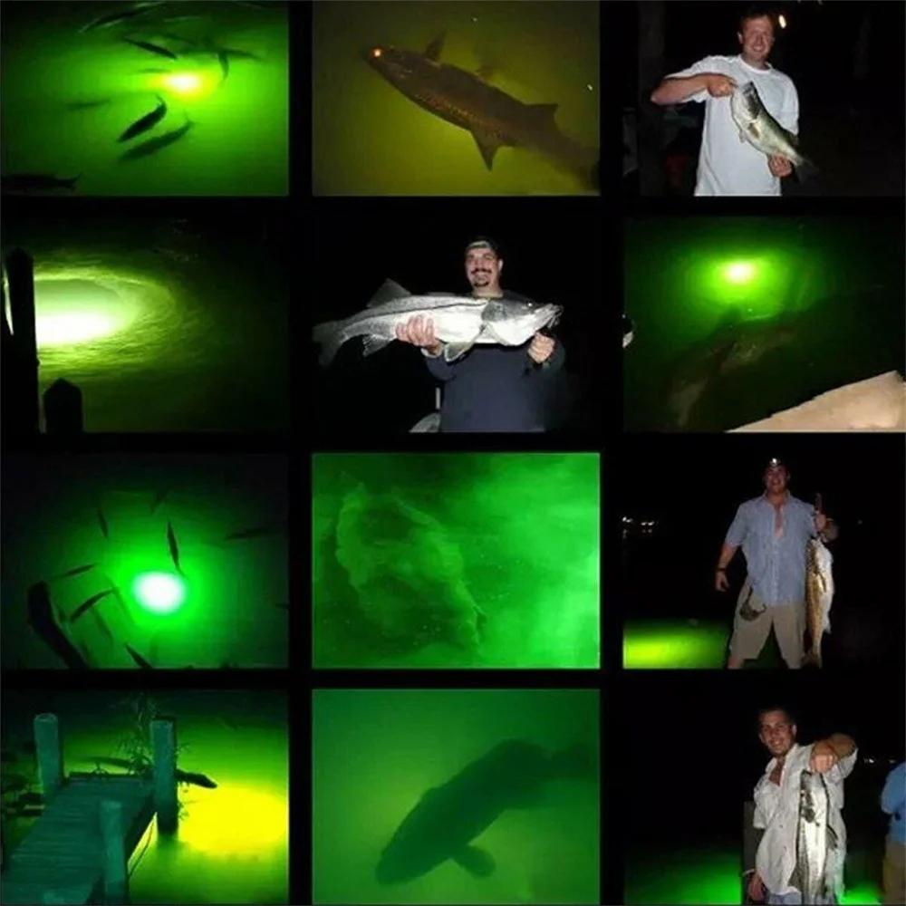 20W Fishing Lure Light With 5M Cord Waterproof Deep Drop LED Fishing Light Fishing Bait Lamp Green Blue Cool/Warm White Light