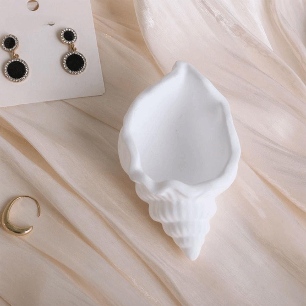 Conch Shape Plaster Decorative Tray White Jewelry Dish Jewelry Storage Trays Jewelry Storage