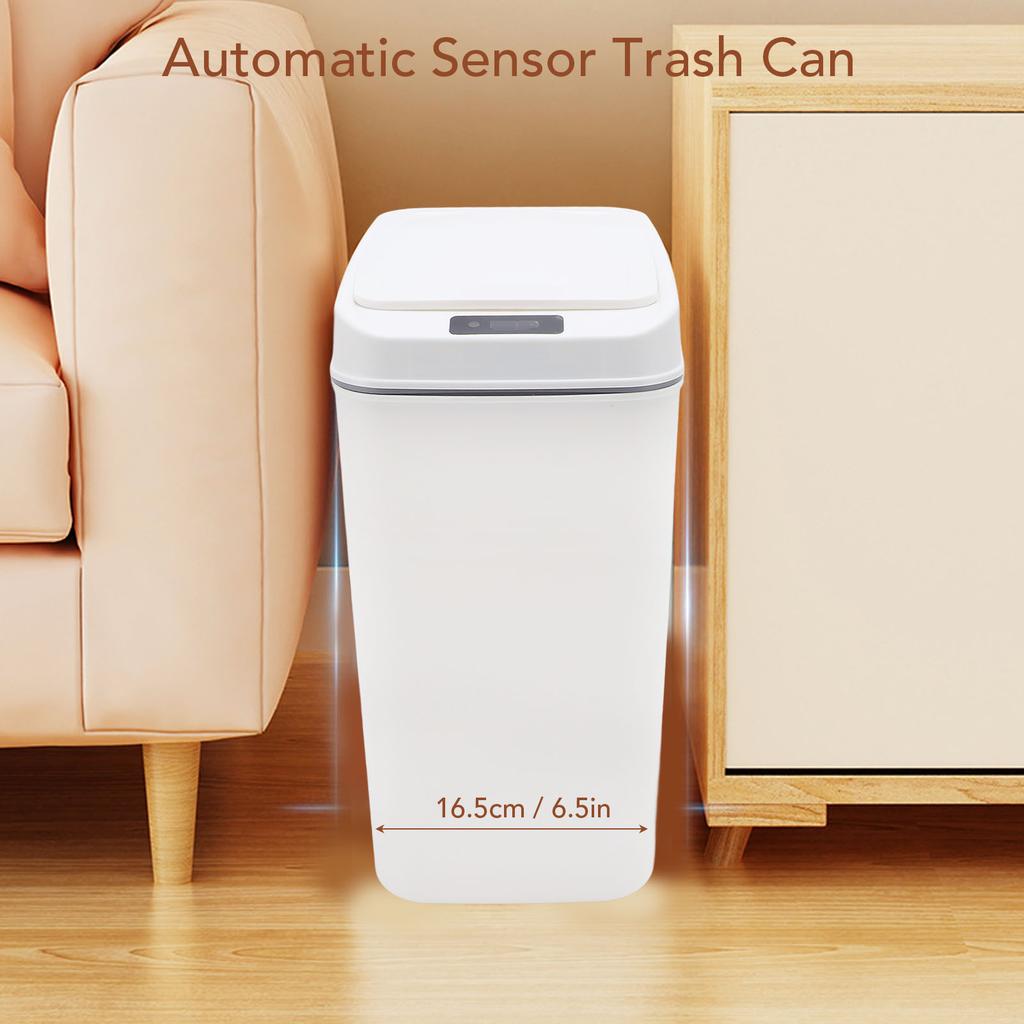 15L Smart Sensor Trash Can Water Resistant Touchless Automatic Sensor Garbage Bin with Lid for Bathroom Living Room Bedroom Kitchen