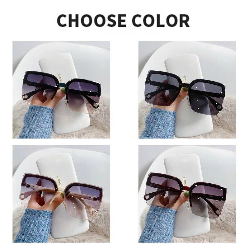Personalized Fashion Oversized Sunglasses Man Woman Rimless Square Sun Glasses Eyewear Luxury Design Uv400 Female Shades