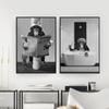 Bathroom Funny Monkey Black and White Bathtub Animal Reading Newspaper Posters Canvas Painting Wall Art Pictures Home Decor