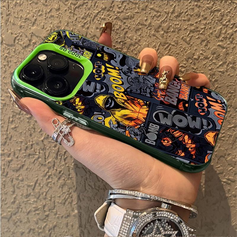 Fashion Graffiti Black Comic Style Phone Case For iPhone 17 16 15 14 13 12 11 Pro Max Mini 7 8 Plus XR XS Max Shockproof Cover