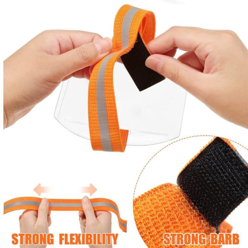 Adjustable Elastic Arm Band ID Badge Holder Reflective Plastic Wristband for Office Staff Exhibition Conference Events