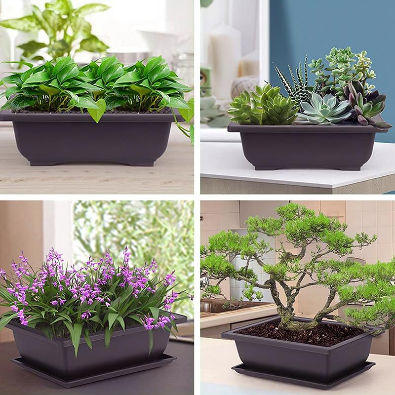 Rectangular Bonsai Pots Plastic Training Flower Succulent Pot Container Plant Basket for Yard Planter Balcony Garden Maceteros